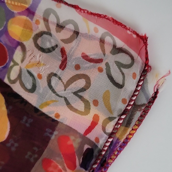 Vintage Country Calico Print Scarf Neck Square 20" x 20" 1970's - Picture 4 of 6